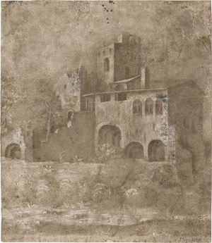 Lot 6510, Auction  108, Giorgione - zugeschrieben, um 1500. Architekturensemble an einem Fluß