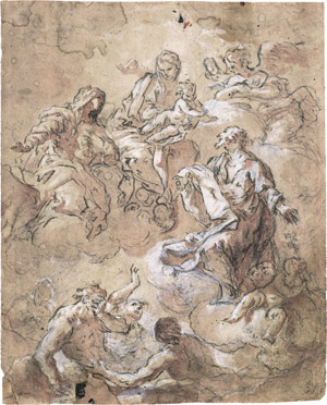Lot 6579, Auction  108, Schmidt, Martin Johann, Zwei Heilige als Fürbitter vor der Madonna in den Wolken