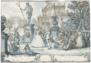 Lot 6590, Auction  108, Rugendas, Georg Philipp II, Höfische Gesellschaft in einem Schlossgarten