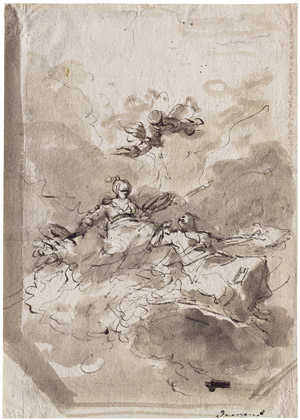 Lot 6614, Auction  108, Mondo, Domenico, Zwei weibliche Figuren in den Wolken 