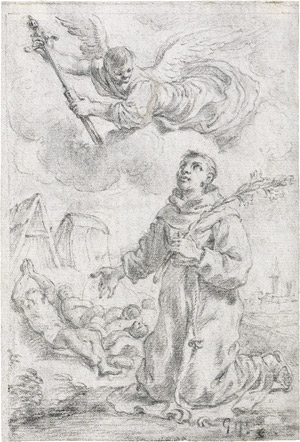 Lot 6616, Auction  108, Graziani, Ercole II, Die Jungfrau und das Kind erscheinen dem hl. Simon; Ein Engel erscheint dem Hl. Antonius von Padua