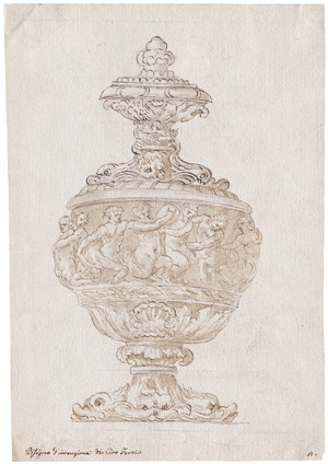 Lot 6618, Auction  108, Italienisch, 18. Jh. Silberpokal mit Tritonenfries