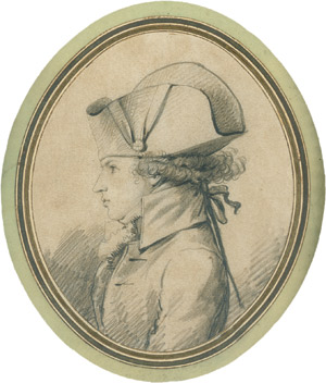 Lot 6621, Auction  108, Carmontelle, Louis, Bildnis eines eleganten jungen Herren mit Zweispitz im Profil