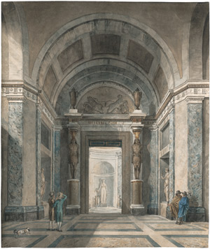 Lot 6641, Auction  108, Italienisch, um 1790. Reisende auf der Grand Tour in der Sala a Croce Greca