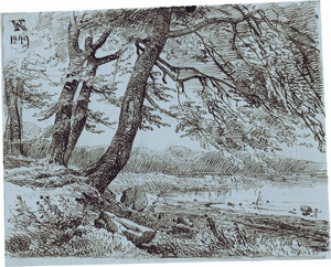 Lot 6735, Auction  108, Rohde, Frederik Nils, Studie von Bäumen an einem See