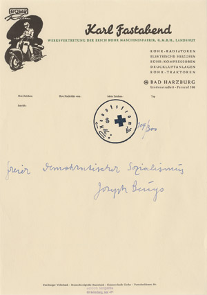 Lot 7037, Auction  108, Beuys, Joseph, Freier Demokratischer Sozialismus