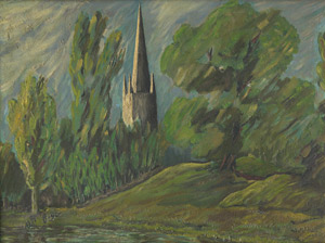 Lot 7040, Auction  108, Beyer, Otto, Landschaft mit Kirchturm