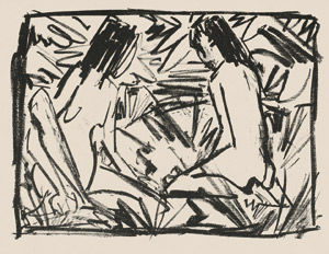 Lot 7436, Auction  108, Mueller, Otto, Ein sitzendes und ein kniendes Mädchen unter Blättern