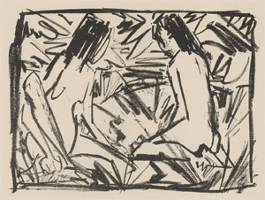 Lot 7437, Auction  108, Mueller, Otto, Ein sitzendes und ein kniendes Mädchen unter Blättern