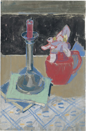 Lot 7587, Auction  108, Wigand, Albert, Stillleben mit Kerzenständer und rotem Krug