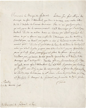 Lot 2571, Auction  109, Friedrich II., der Große, König von Preußen, Brief 1785 an den Marquis de Condorcet