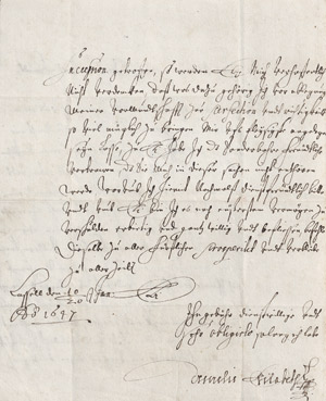 Lot 2581, Auction  109, Amalie Elisabeth, Landgräfin von Hessen-Kassel, Eigenhänd. Brief 1647