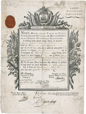 Lot 2600, Auction  109, Lafayette, M. J. de Motier, Marquis de, Urkunde 1791