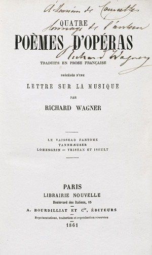 Lot 2669, Auction  109, Wagner, Richard, Widmung 1861 in einem Buch