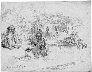 Lot 5631, Auction  109, Rembrandt Harmensz. van Rijn, Die badenden Männer ('De zwemmertjes')
