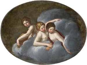 Lot 6008, Auction  109, Italienisch, 17. Jh. Drei weibliche allegorische Figuren auf Wolken schwebend