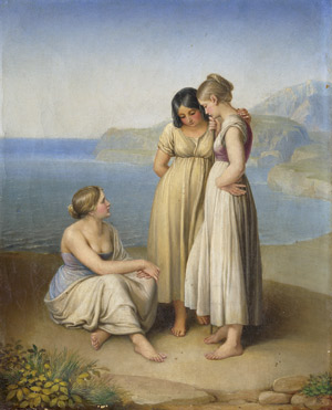 Lot 6080, Auction  109, Glink, Franz Xaver, Drei junge Frauen am Meeresgestade