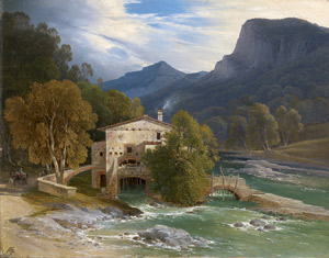 Lot 6117, Auction  109, Schirmer, August Wilhelm Ferdinand, Südliches Tal mit Wassermühle