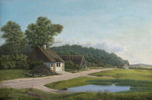 Lot 6121, Auction  109, Buntzen, Heinrich, Landschaft mit kleinem Bauernhaus an einem Weiher