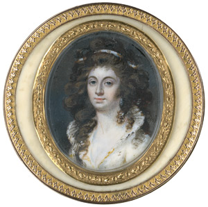 Lot 6231, Auction  109, Französisch oder Englisch, Ende 18. Jh. . Bildnis einer Dame mit weißem Kleid