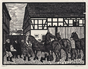 Lot 7120, Auction  109, Felixmüller, Conrad, Pferdemusterung auf dem Dorfe (Tautenhain)