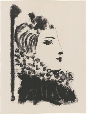 Lot 8203, Auction  109, Picasso, Pablo, Femme à la fraise, de profil; Soneto VII, aus: Gongora