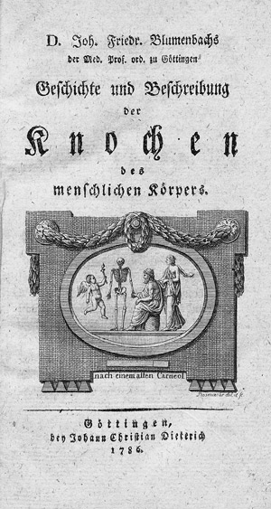 Lot 303, Auction  110, Blumenbach, Johann Friedrich, Geschichte und Beschreibung der Knochen des menschlichen Körpers