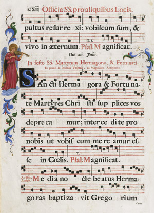 Lot 1021, Auction  110, Offizium, Einzelblatt aus einer liturgischen Handschrift mit Miniatur