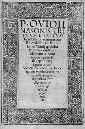 Lot 1064, Auction  110, Ovidius Naso, Publius, Tristium libri cum luculentissimis commentariis Bartholomei Merulae