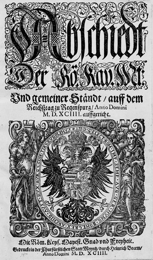 Lot 1071, Auction  110, Reichstagsabschiede., Sammelband mit 3 Werken zur Gesetzgebung der Reichstage 
