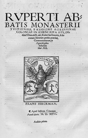 Lot 1074, Auction  110, Rupert von Deutz, Commentariorum in Evangelium Iohannis et Apokalipsim