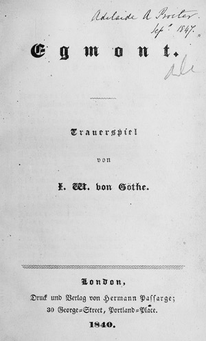 Lot 1565, Auction  110, Goethe, Johann Wolfgang von, Egmont