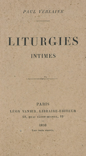 Lot 1737, Auction  110, Verlaine, Paul, Liturgies intimes