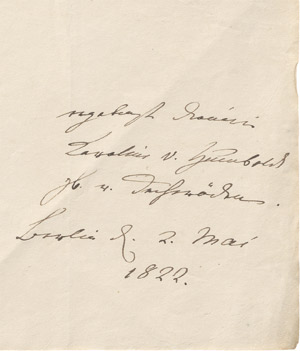Lot 2350, Auction  110, Humboldt, Caroline von, Brief 1822 an Minister Altenstein