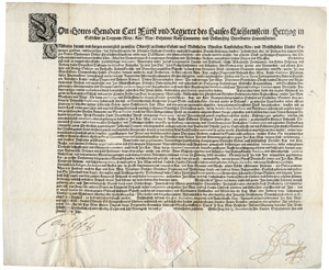Lot 2384, Auction  110, Karl I., Fürst zu Liechtenstein, Signiertes Mandat 1621