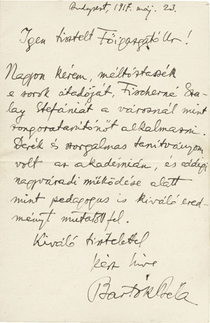 Lot 2472, Auction  110, Bartók, Béla, Brief 1917