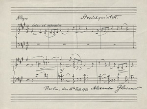 Lot 2491, Auction  110, Glasunow, Alexander, Musikal. Albumblatt 1931