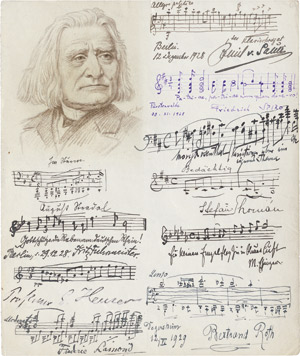 Lot 2516, Auction  110, Liszt-Schüler, Blatt mit 10 Musikzitaten