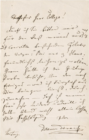 Lot 2546, Auction  110, Strauß, Johann (Sohn), Eignhänd. Brief 1874