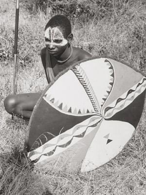 Lot 4263, Auction  110, Riefenstahl, Leni, Painted African hunter with shield