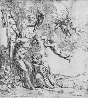 Lot 5061, Auction  110, Carpioni, Giulio - Umkreis, Die Witwe des hl. Katulus befreit den hl. Sebastian vom Baum