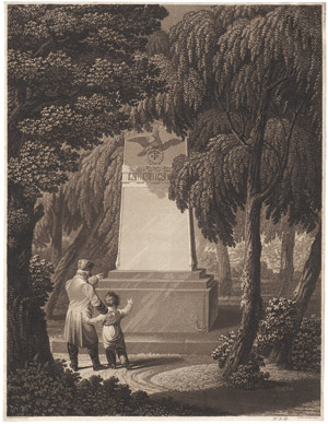 Lot 5351, Auction  110, Frick, Johann Friedrich, Vater mit seinem Sohn vor einem Kriegerdenkmal