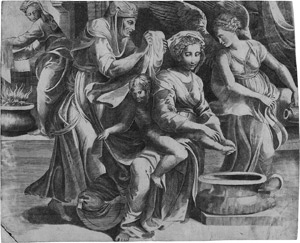 Lot 5438, Auction  110, Bonasone, Giulio, Die Jungfrau wäscht die Füße des Christusknaben
