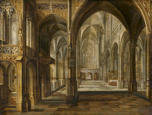 Lot 6023, Auction  110, Niederländisch, 17. Jh. Blick in das Innere einer gotischen Kirche