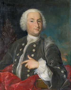 Lot 6047, Auction  110, Dälliker, Johann Rudolf, Bildnis eines Herrn im grauen Samtrock mit weißer Perücke