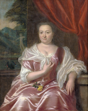 Lot 6049, Auction  110, Dyk, Philip le Petit, Bildnis einer Dame in rosafarbenemSeidenkleid vor einer Landschaft