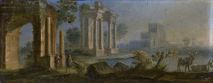 Lot 6057, Auction  110, Italienisch, 18. Jh. Zwei Architekturcapricci mit antiken Ruinen