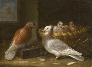 Lot 6068, Auction  110, Loeber, Johann Friedrich, Ein Taubenpaar mit Nachwuchs