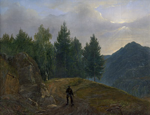 Lot 6080, Auction  110, Dresdener Schule, um 1820. Wanderer unterwegs im Gebirge