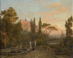 Lot 6122, Auction  110, Jaeckel, Henry, Blick auf die Villa d'Este in Tivoli bei Sonnenuntergang